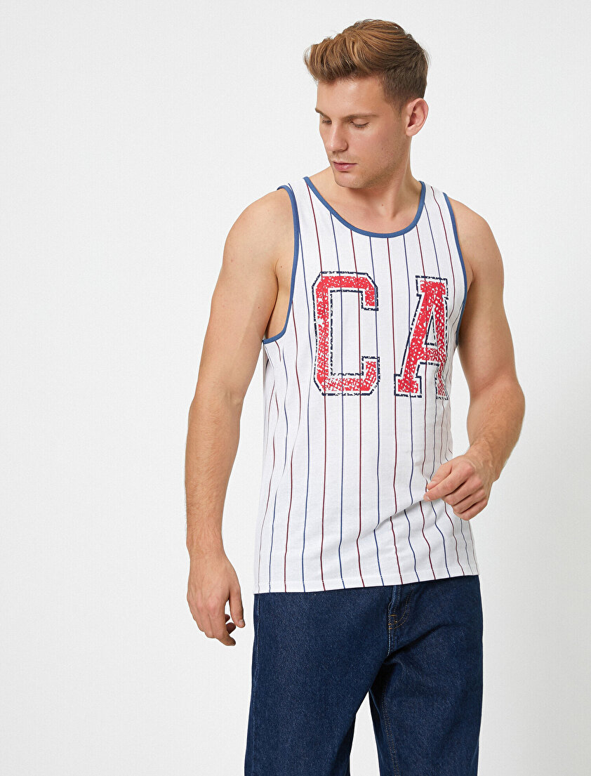 %100 Pamuklu Çizgili Atlet