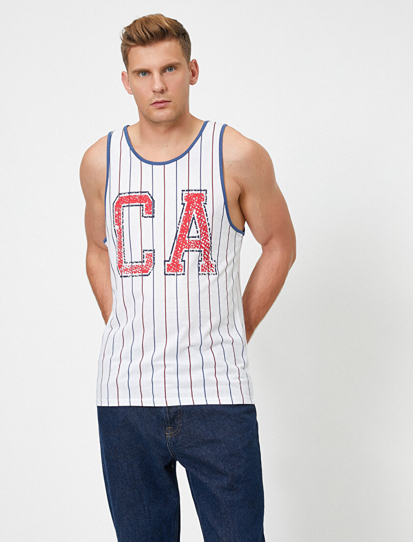 %100 Pamuklu Çizgili Atlet