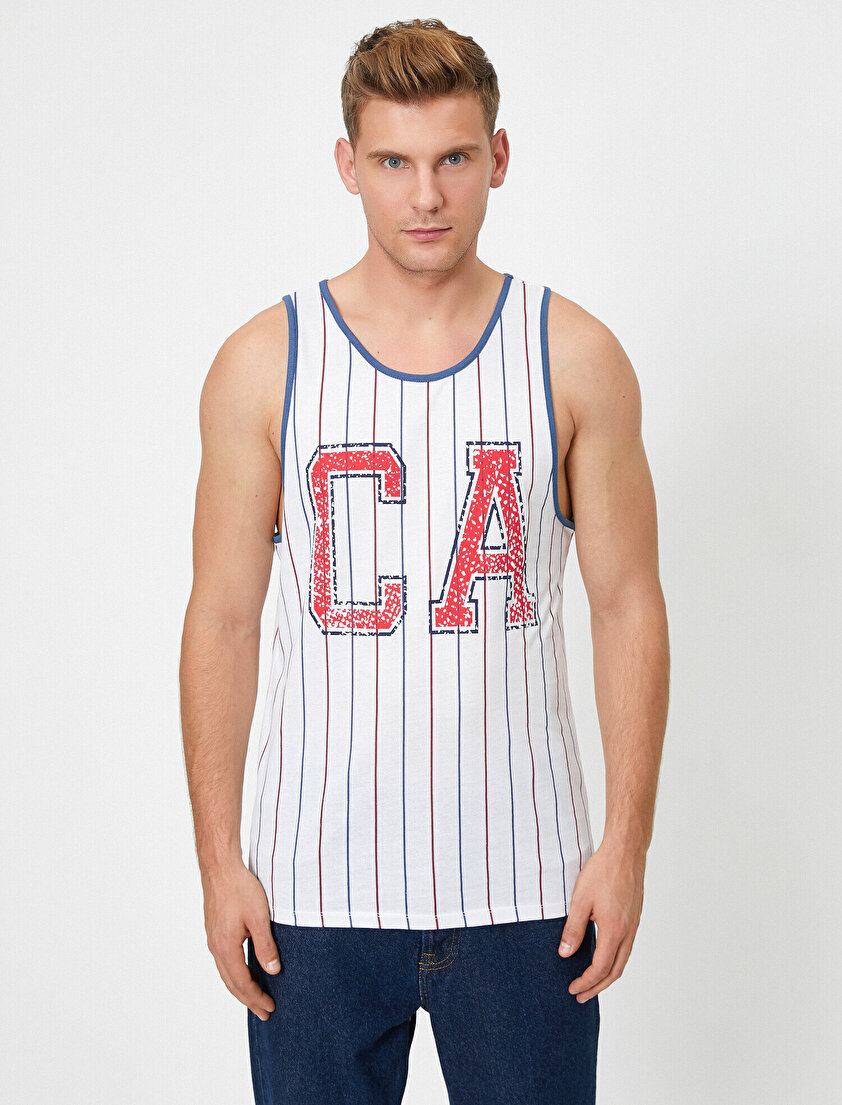 %100 Pamuklu Çizgili Atlet