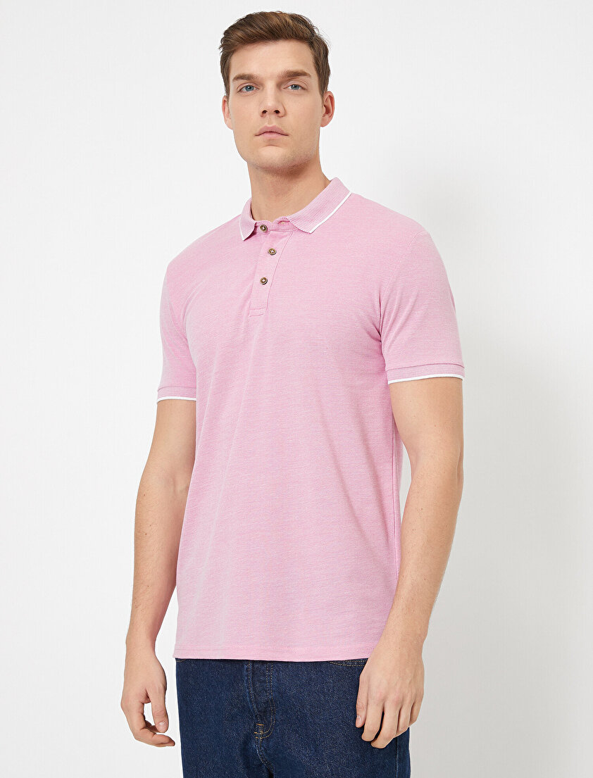 Polo Yaka Kol Ucu ve Yakası Çizgili Slim Fit Tişört