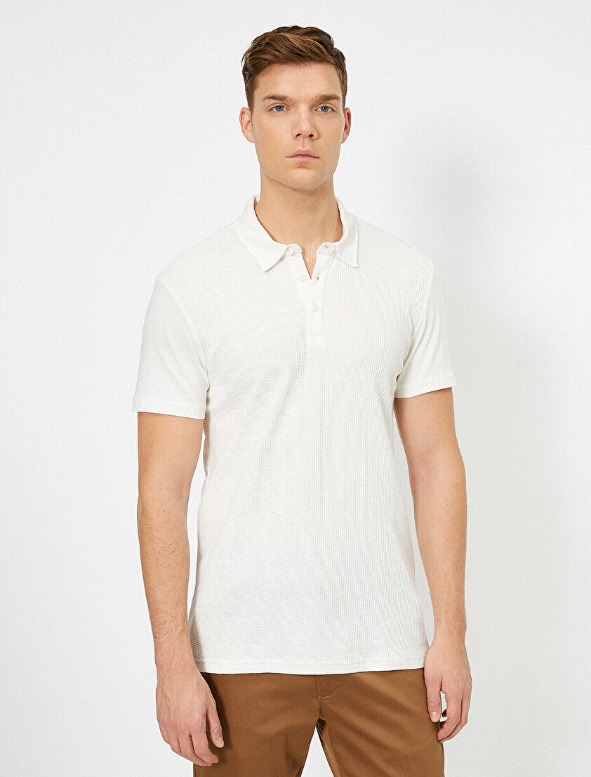 Polo Yaka Dokulu Kumaş Slim Fit Tişört