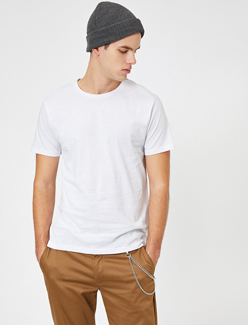 Bisiklet Yaka %100 Pamuk Slim Fit Basic Tişört