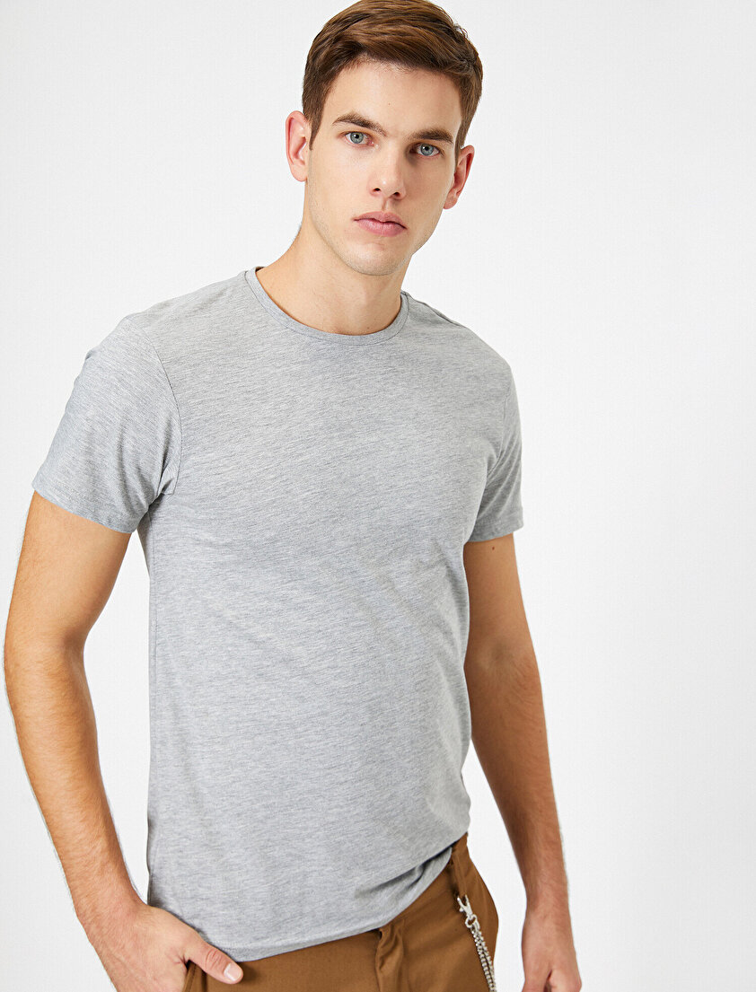 Bisiklet Yaka %100 Pamuk Slim Fit Basic Tişört