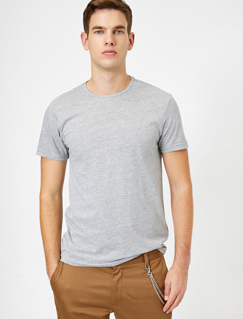 Bisiklet Yaka %100 Pamuk Slim Fit Basic Tişört