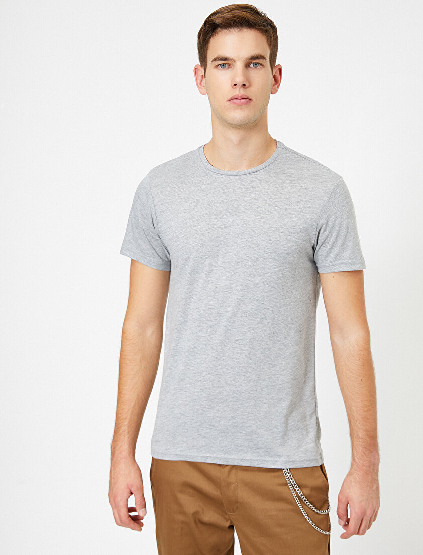 Bisiklet Yaka %100 Pamuk Slim Fit Basic Tişört