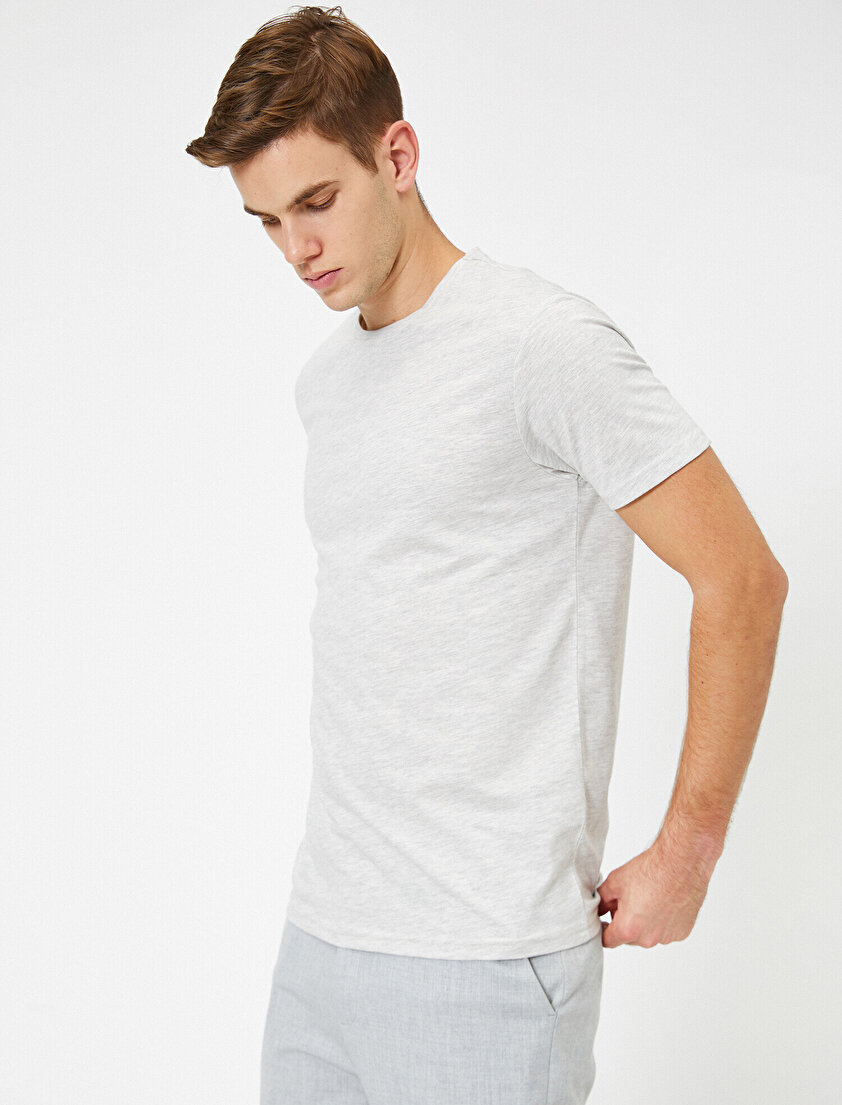 Bisiklet Yaka %100 Pamuk Slim Fit Basic Tişört