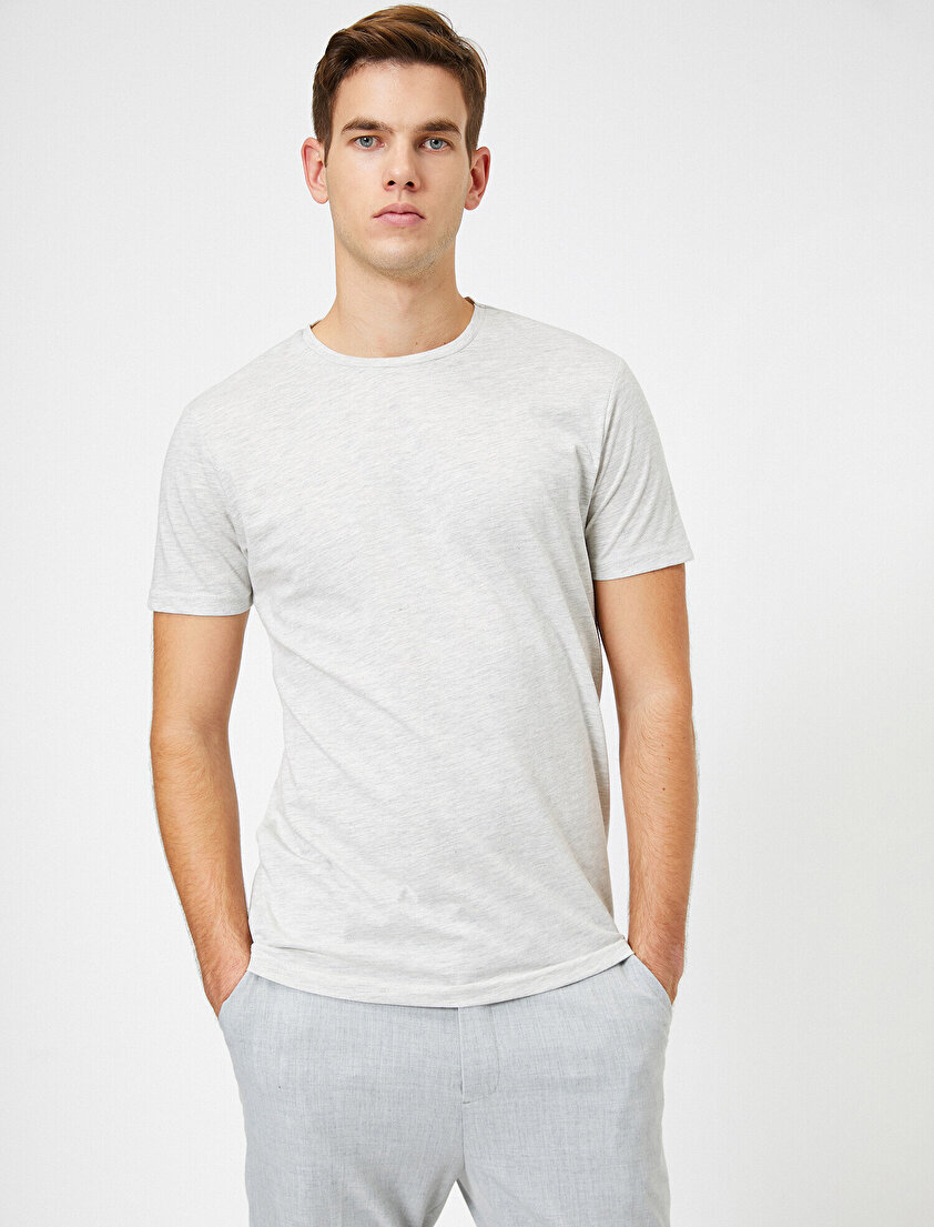 Bisiklet Yaka %100 Pamuk Slim Fit Basic Tişört