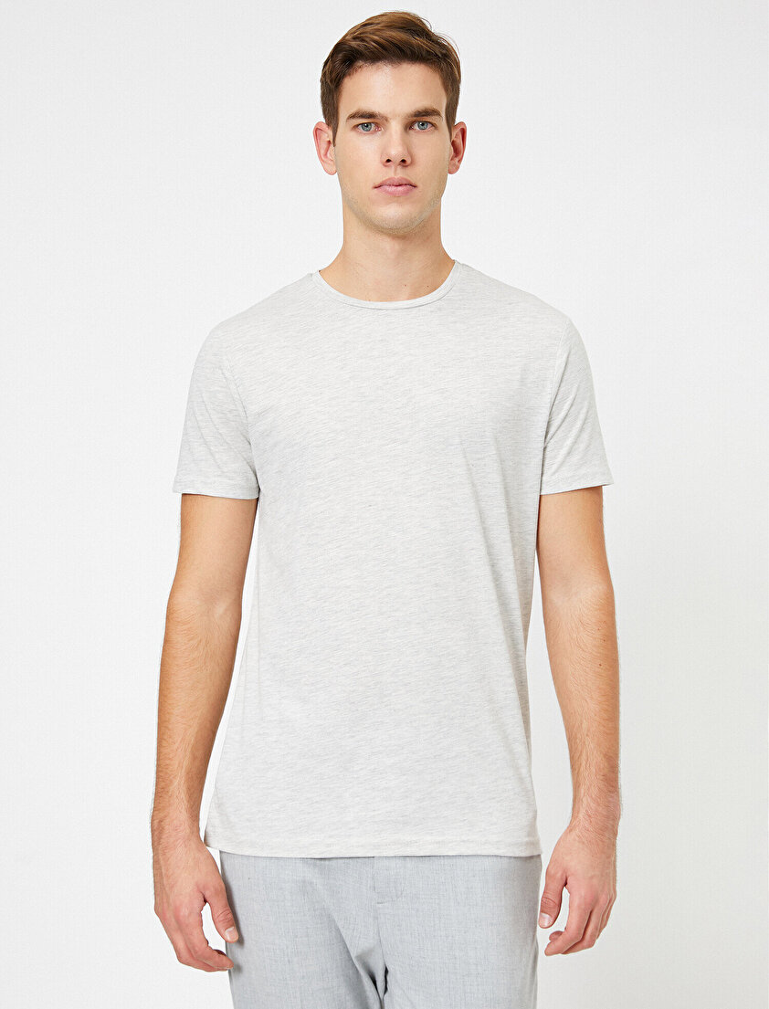 Bisiklet Yaka %100 Pamuk Slim Fit Basic Tişört