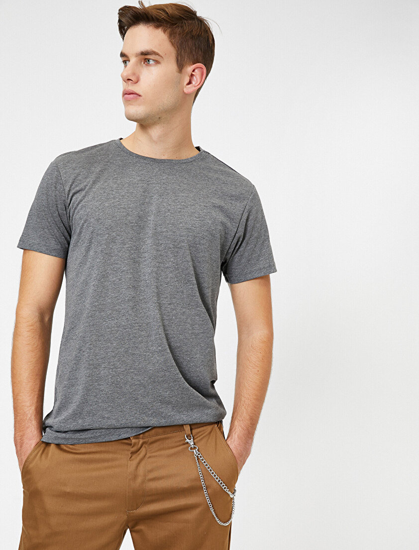 Bisiklet Yaka %100 Pamuk Slim Fit Basic Tişört