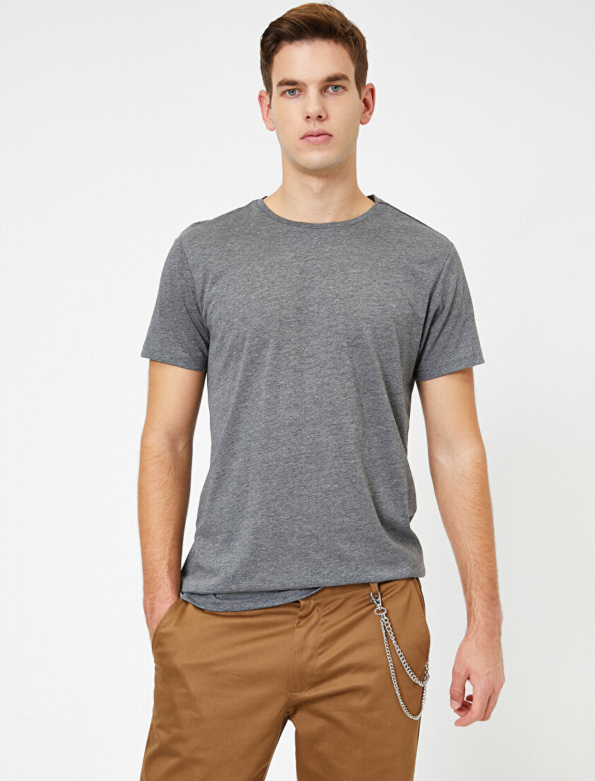 Bisiklet Yaka %100 Pamuk Slim Fit Basic Tişört