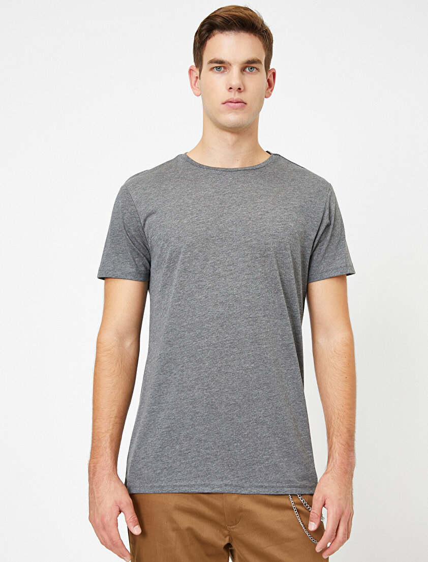 Bisiklet Yaka %100 Pamuk Slim Fit Basic Tişört