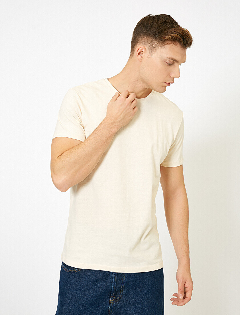 Bisiklet Yaka %100 Pamuk Slim Fit Basic Tişört