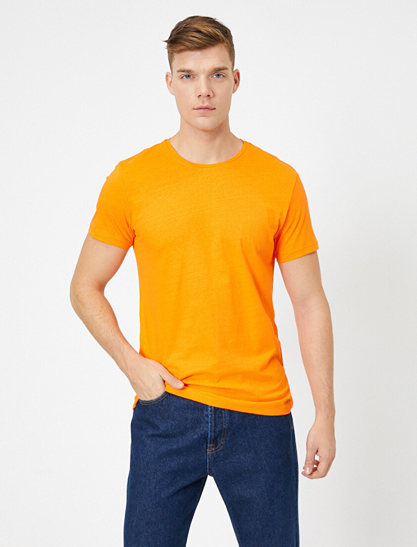 Bisiklet Yaka %100 Pamuk Slim Fit Basic Tişört