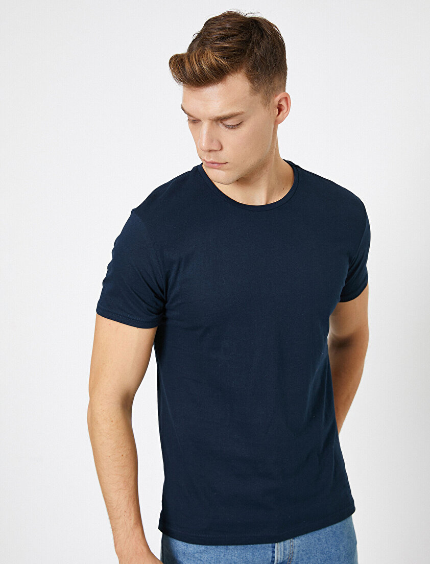 Bisiklet Yaka %100 Pamuk Slim Fit Basic Tişört