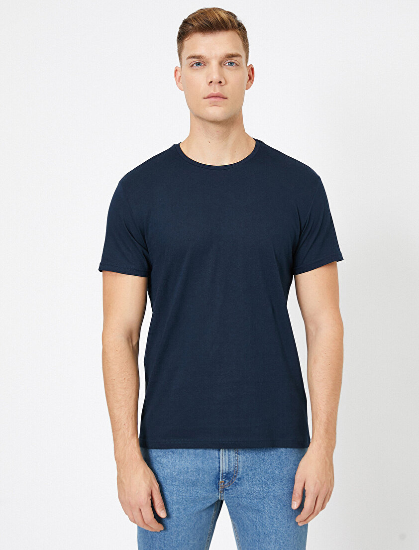 Bisiklet Yaka %100 Pamuk Slim Fit Basic Tişört