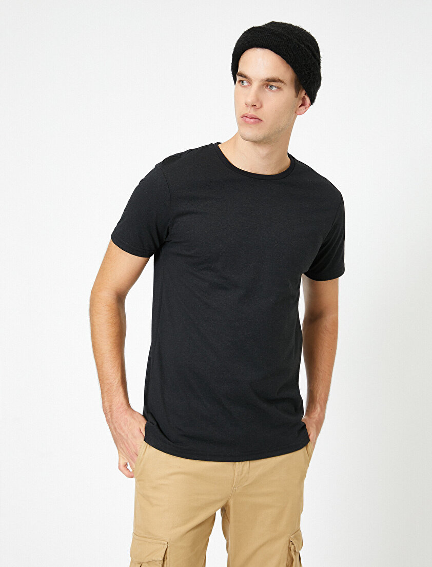 Bisiklet Yaka %100 Pamuk Slim Fit Basic Tişört