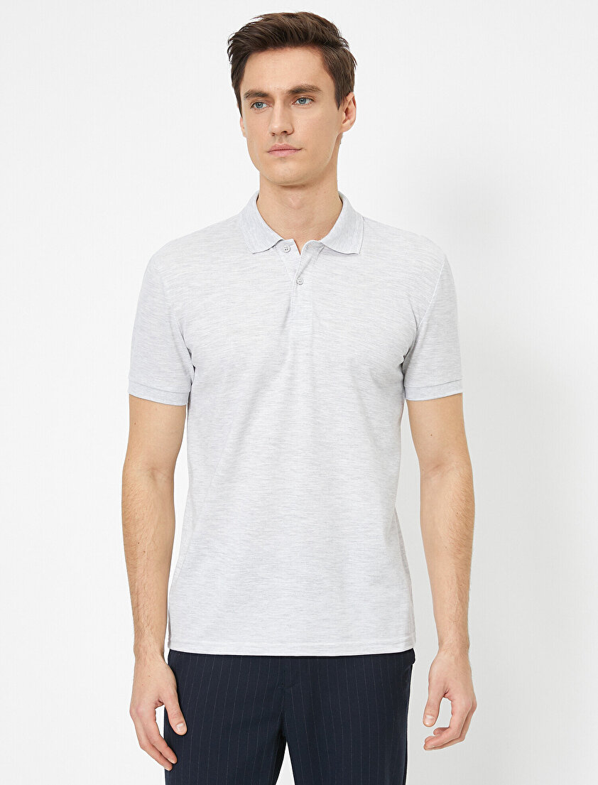 Polo Yaka Yaka Ucu Örgü Detaylı Slim Fit Tişört