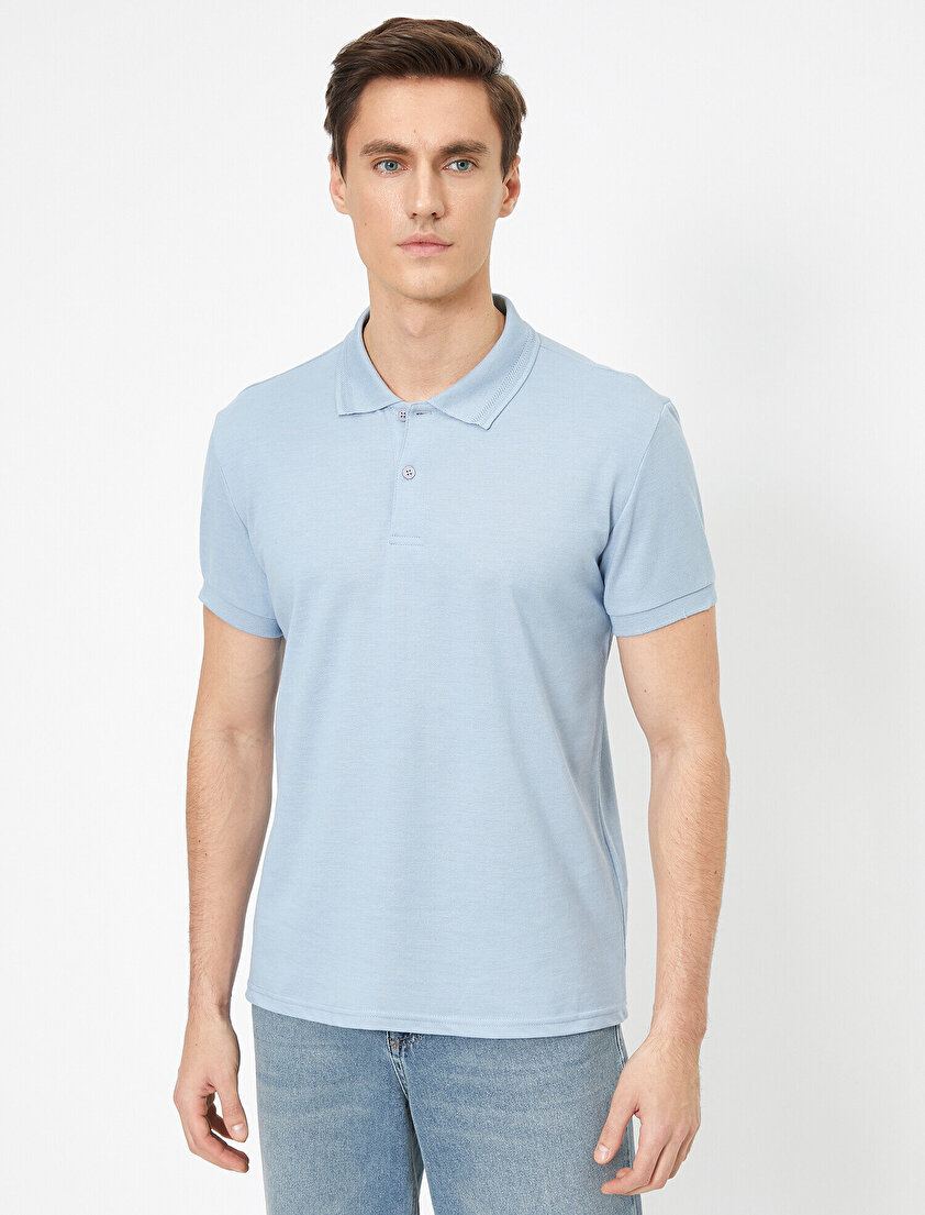 Polo Yaka Yaka Ucu Örgü Detaylı Slim Fit Tişört