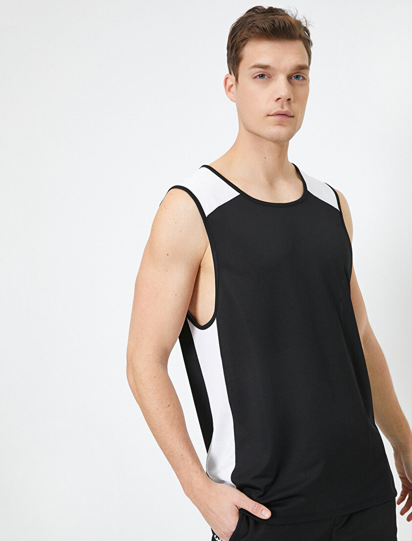 Bisiklet Yaka Yazılı Baskılı Atlet