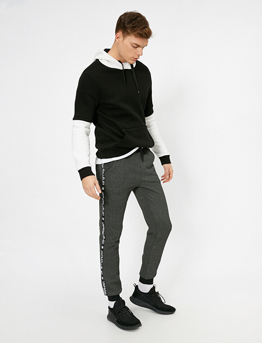 Yazı Şeritli Cepli Jogger Fit Eşofman Altı