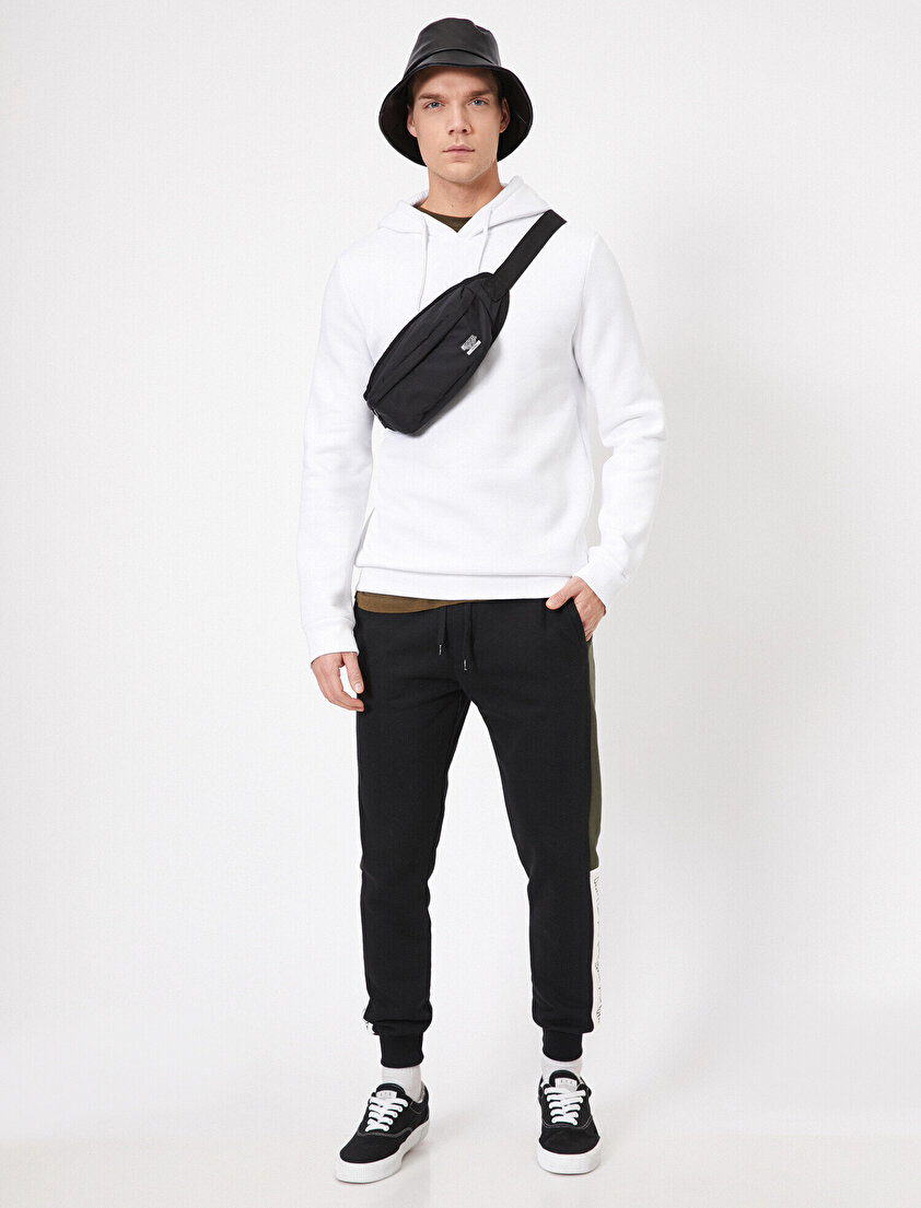 Yanları Şeritli Yazılı Baskılı Cepli Eşofman Altı