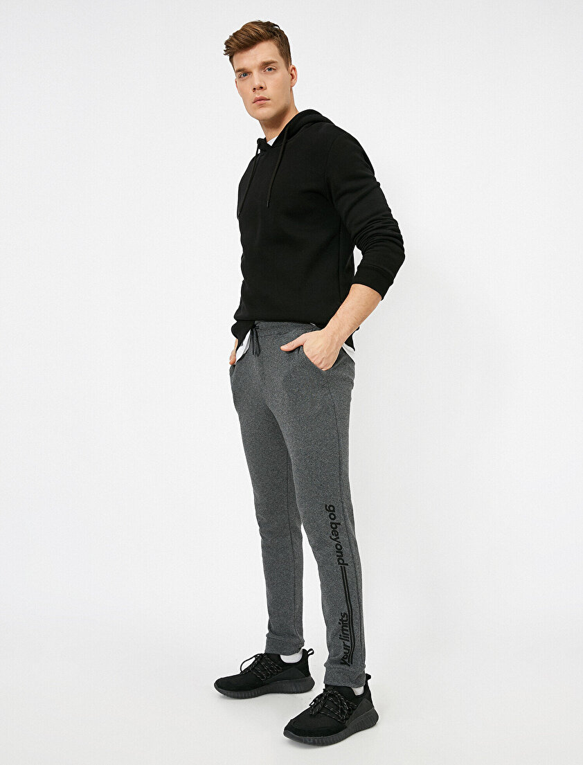 Cepli Yazılı Baskılı Jogger Fit Eşofman Altı