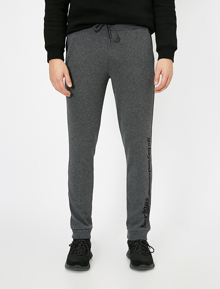 Cepli Yazılı Baskılı Jogger Fit Eşofman Altı