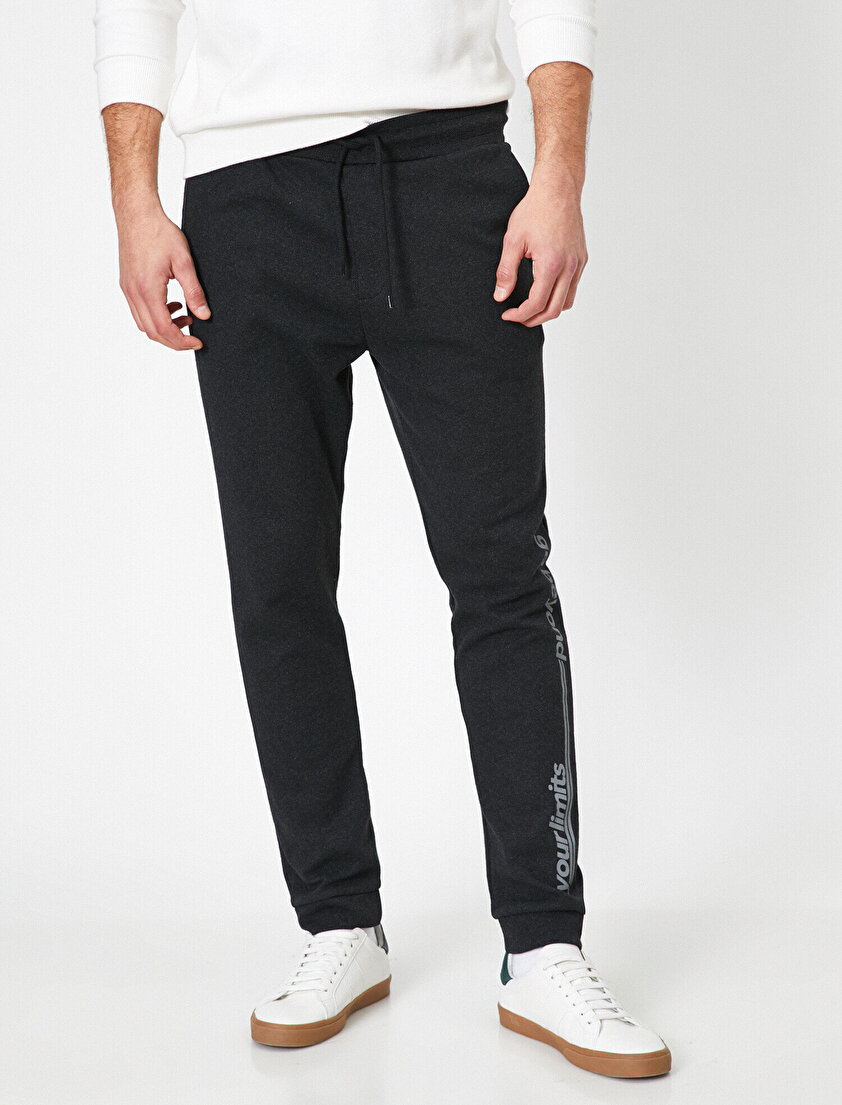 Cepli Yazılı Baskılı Jogger Fit Eşofman Altı