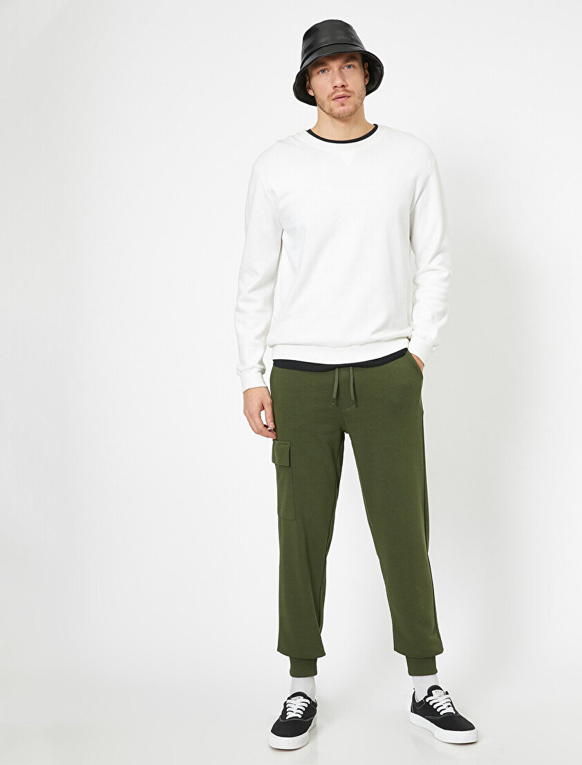 Kargo Cep Detaylı Beli Bağlamalı Paçası Lastikli Cepli Eşofman Altı