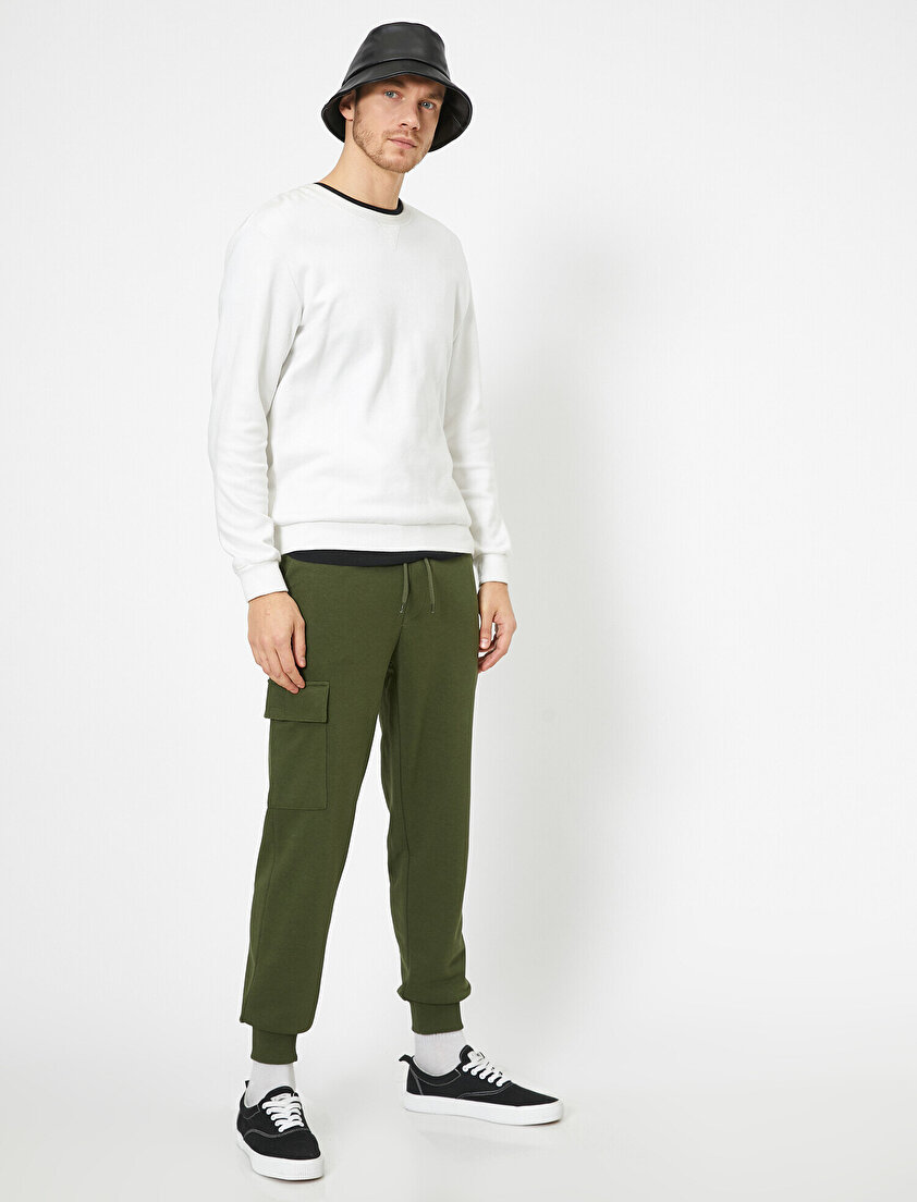 Kargo Cep Detaylı Beli Bağlamalı Paçası Lastikli Cepli Eşofman Altı