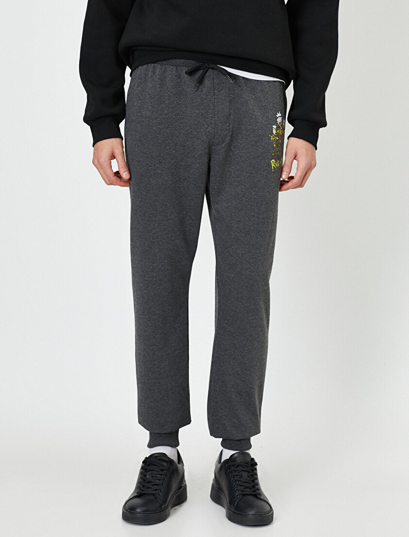 Rick And Morty Lisanslı Baskılı Paçası Lastikli Cepli Eşofman Altı