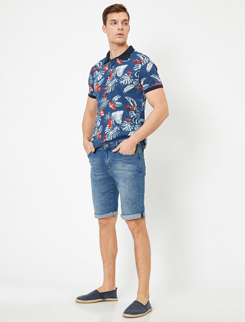 Cep Detaylı Jean Şort