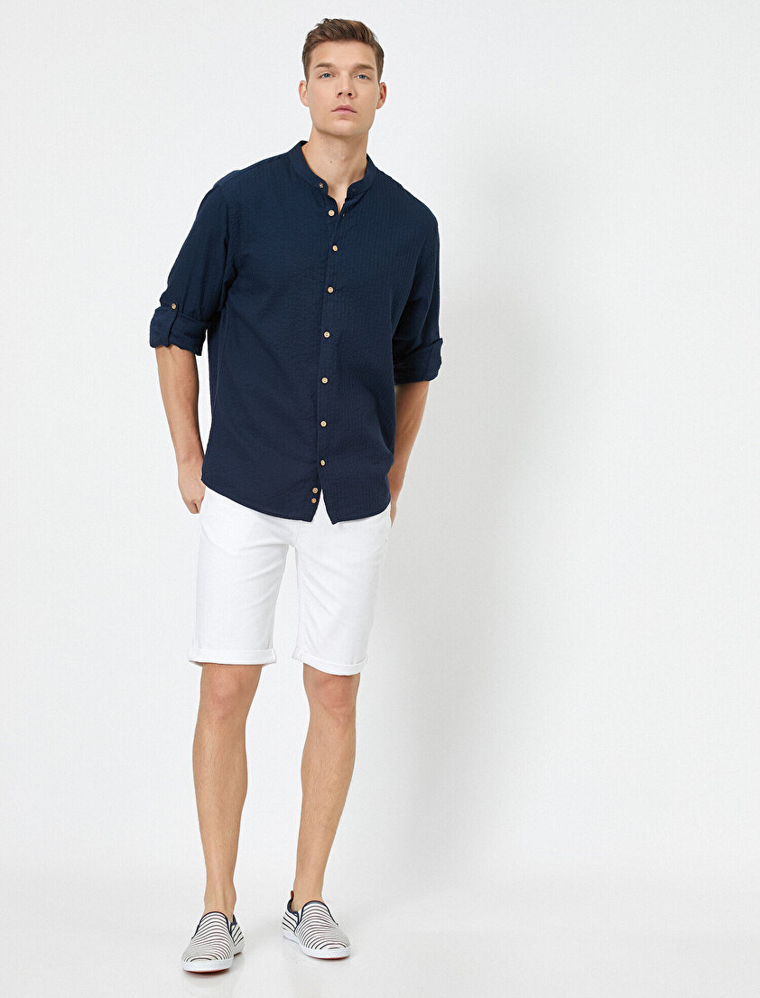 Cep Detaylı Jean Şort