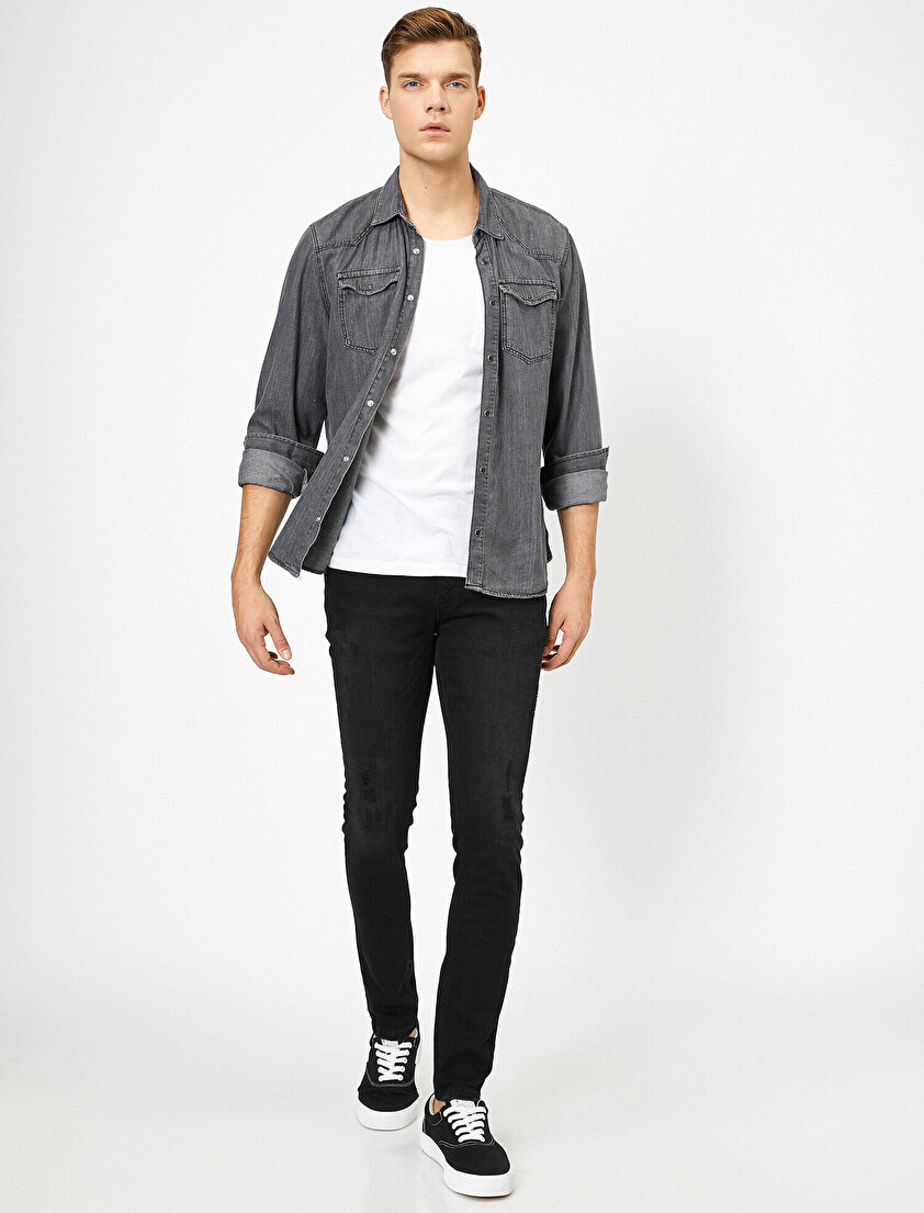 Michael Skinny Fit Yıpratmalı Jean Pantolon