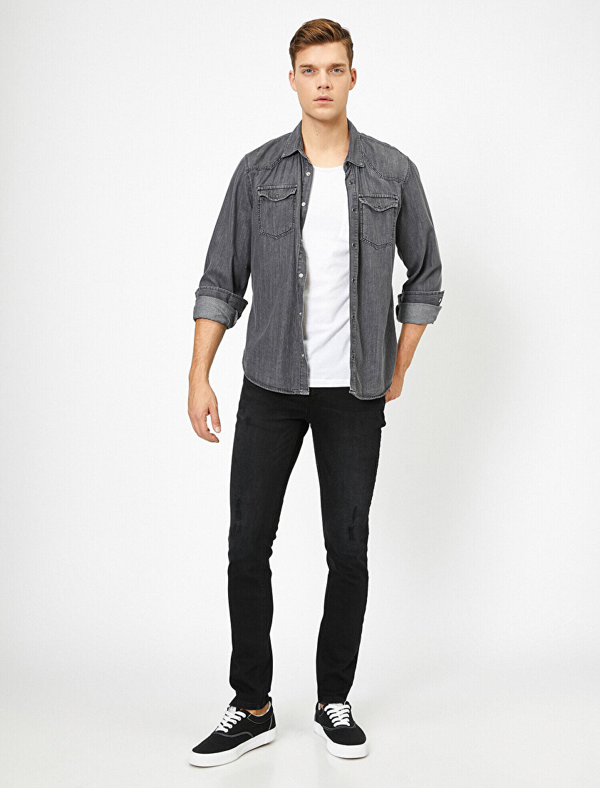 Michael Skinny Fit Yıpratmalı Jean Pantolon