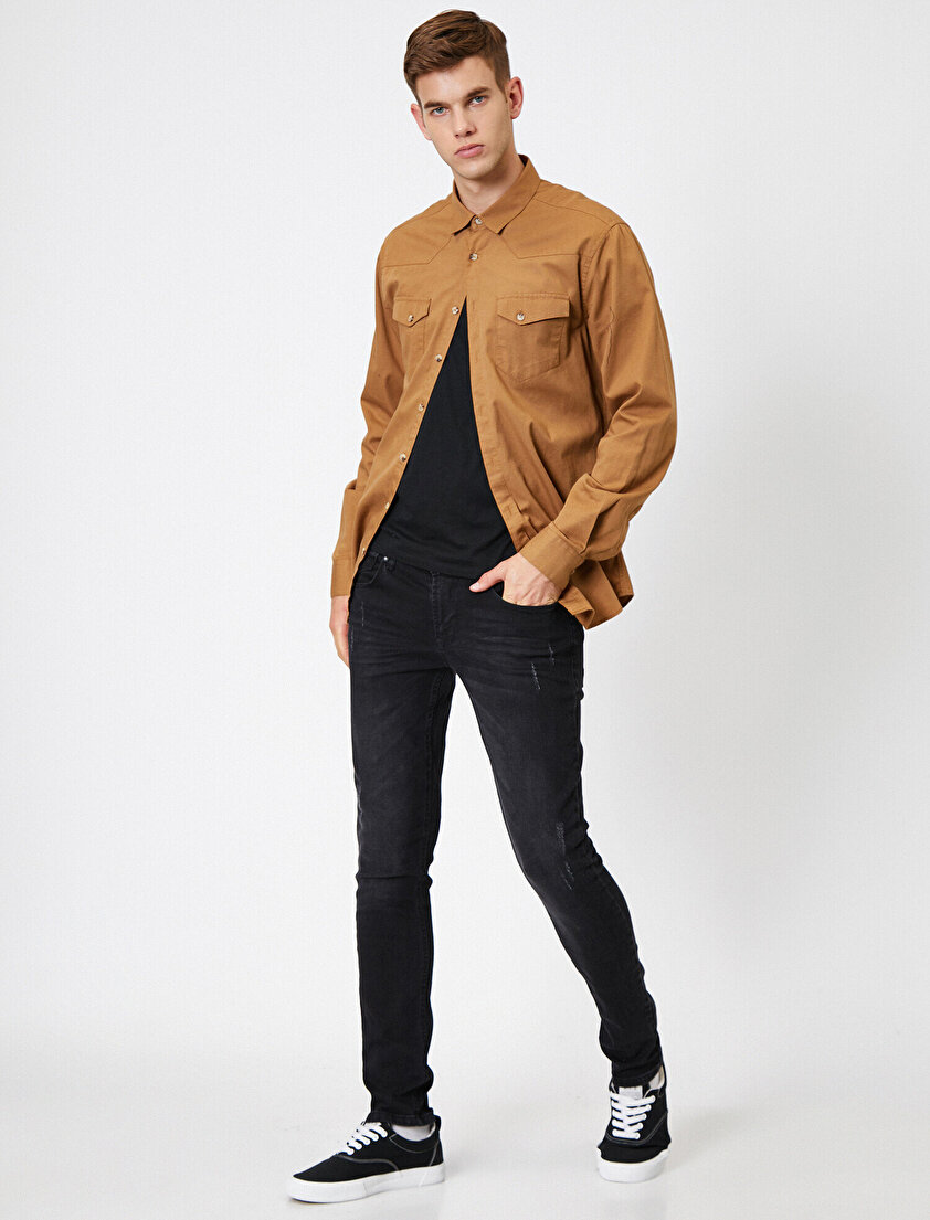 Michael Skinny Fit Yıpratmalı Jean Pantolon