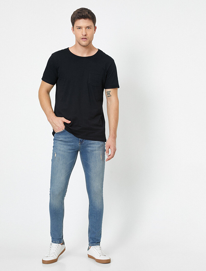 Michael Skinny Fit Yıpratmalı Jean Pantolon