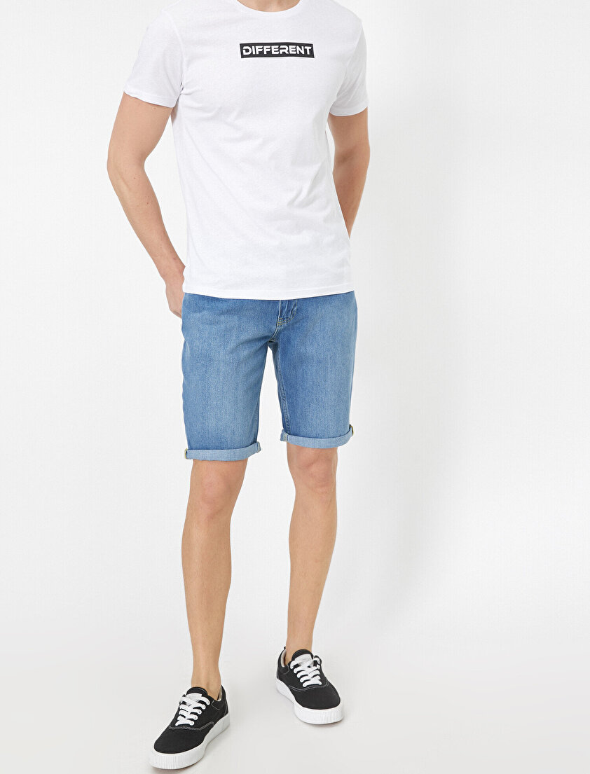 Cep Detaylı Jean Şort