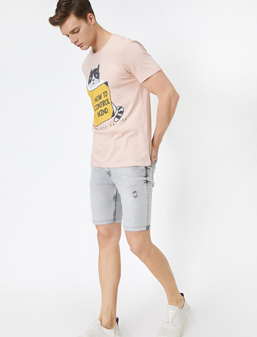 Cep Detaylı Jean Şort