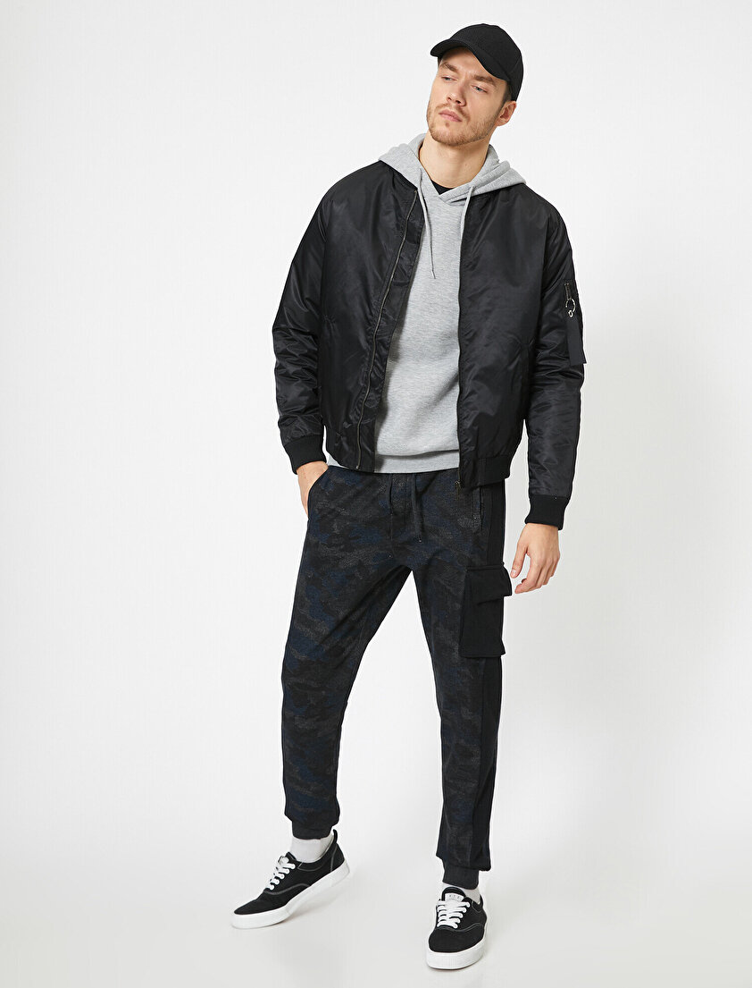 Kamuflaj Desenli Kargo Cepli Paçası Lastikli Eşofman Altı