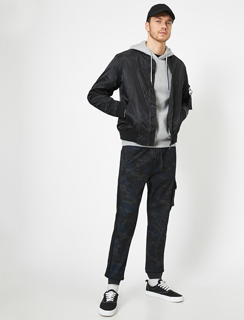 Kamuflaj Desenli Kargo Cepli Paçası Lastikli Eşofman Altı