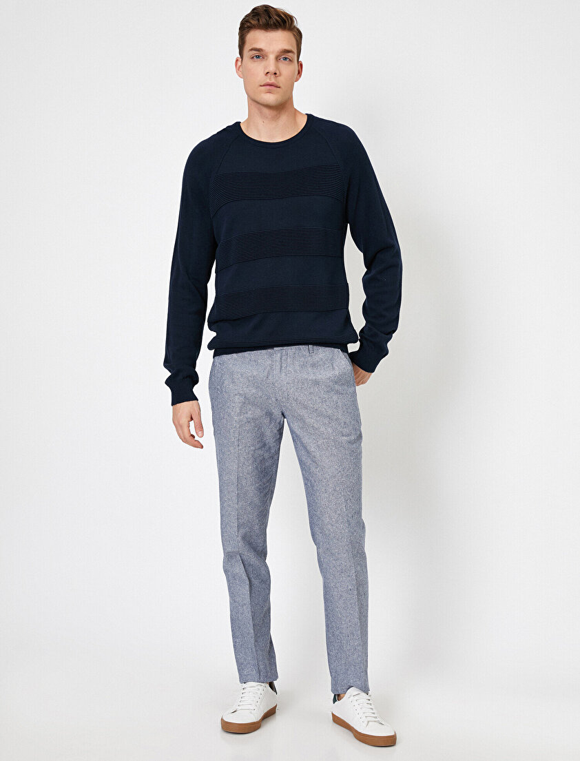 Cep Detaylı Slim Fit Kareli Pantolon