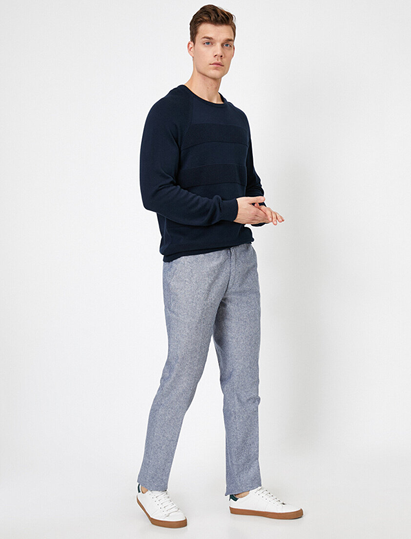 Cep Detaylı Slim Fit Kareli Pantolon