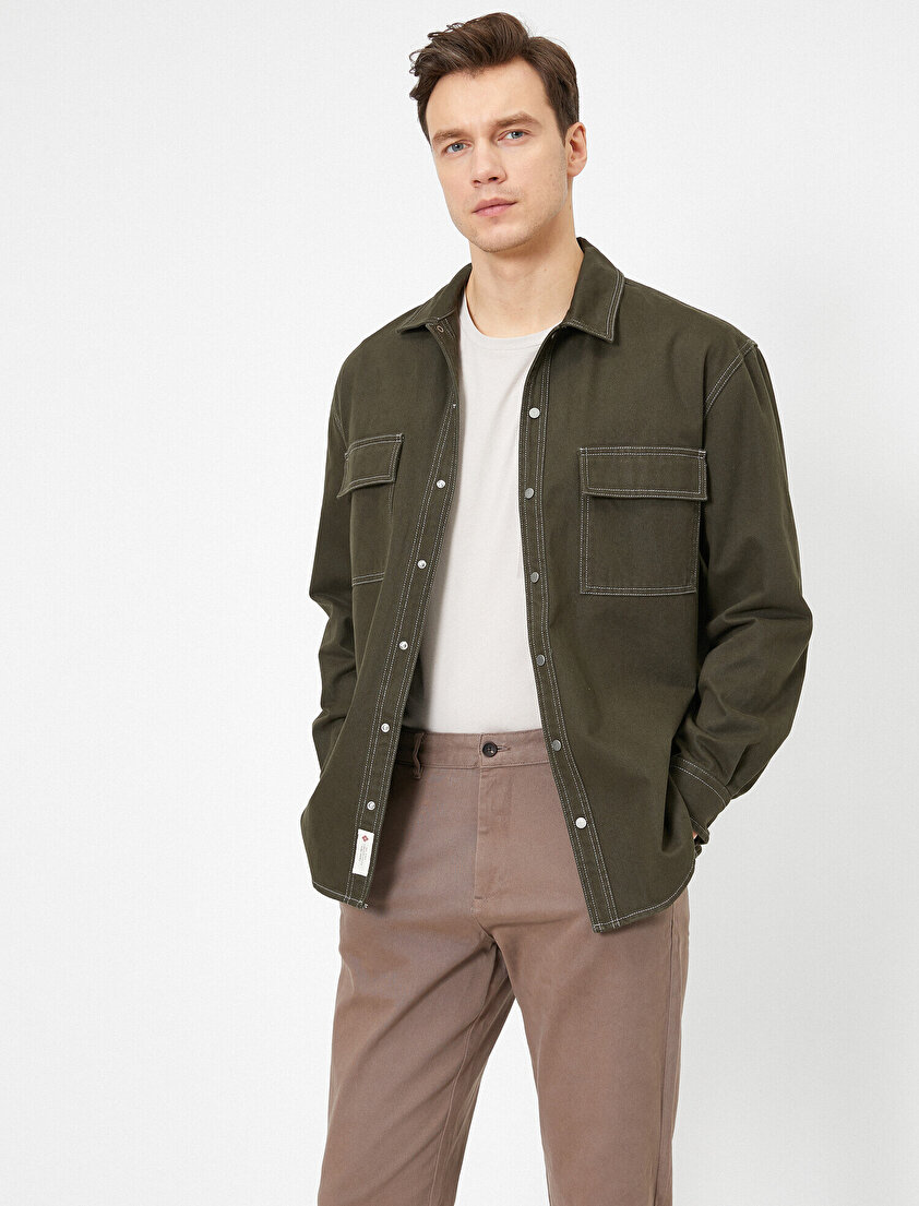 Çift Cepli Regular Fit Gabardin Gömlek