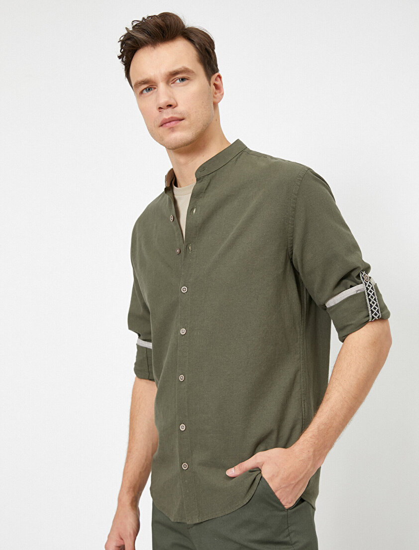 Hakim Yaka Uzun Kollu Regular Fit Casual Gömlek