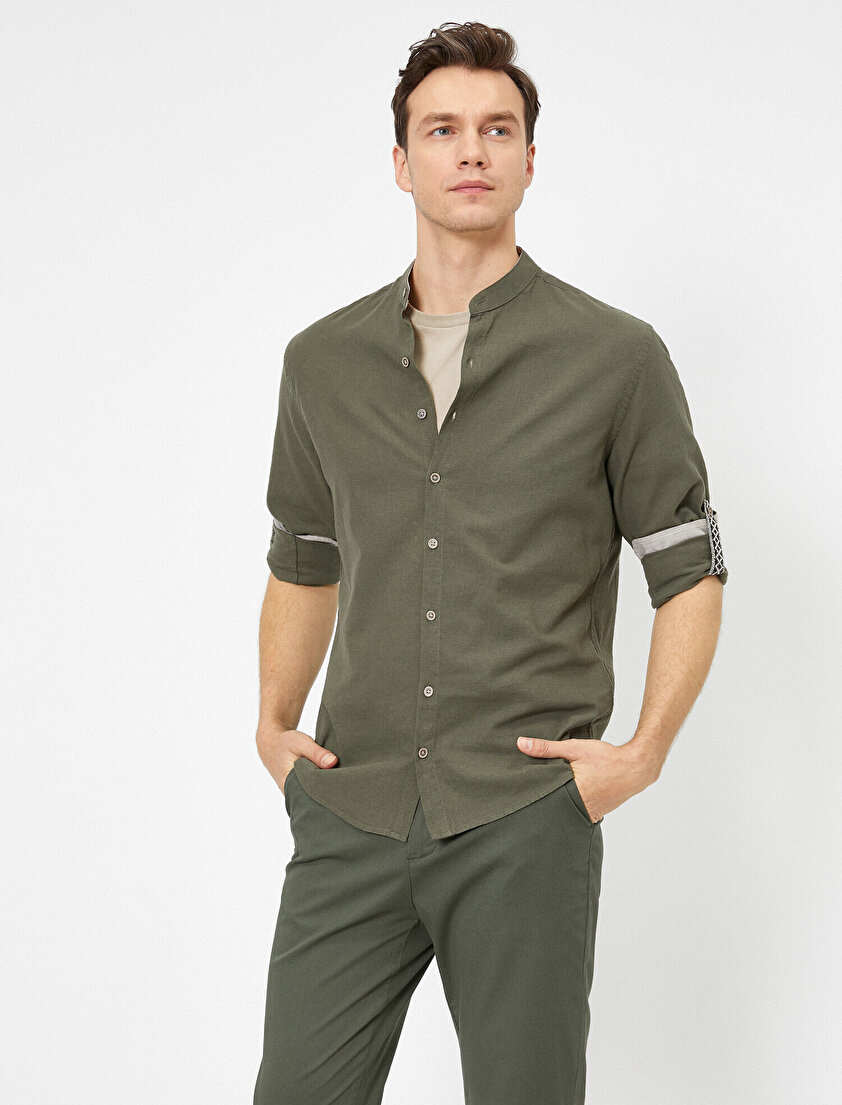 Hakim Yaka Uzun Kollu Regular Fit Casual Gömlek