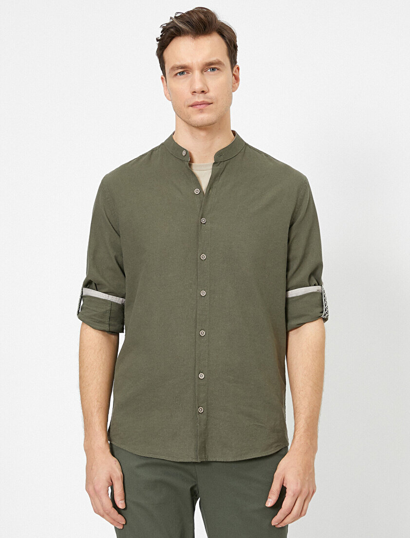 Hakim Yaka Uzun Kollu Regular Fit Casual Gömlek