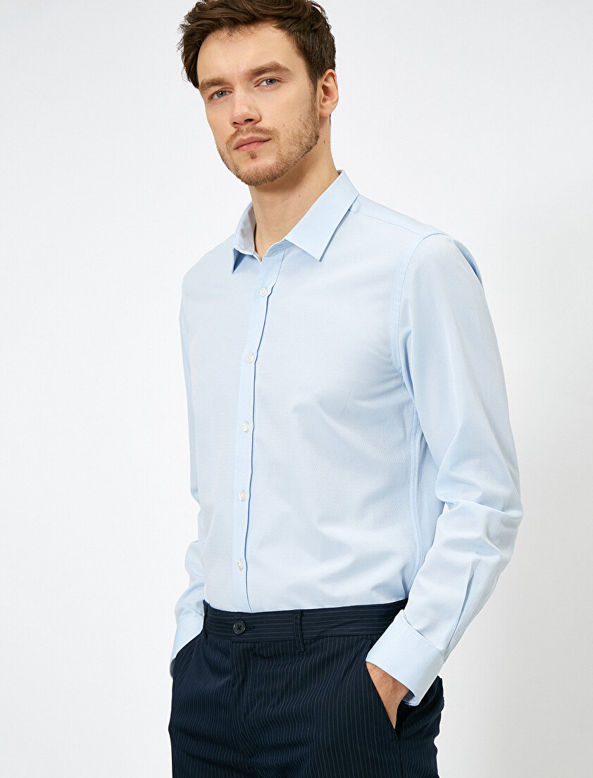 Koton Klasik Yaka Uzun Kollu Slim Fit Smart Gömlek. 1