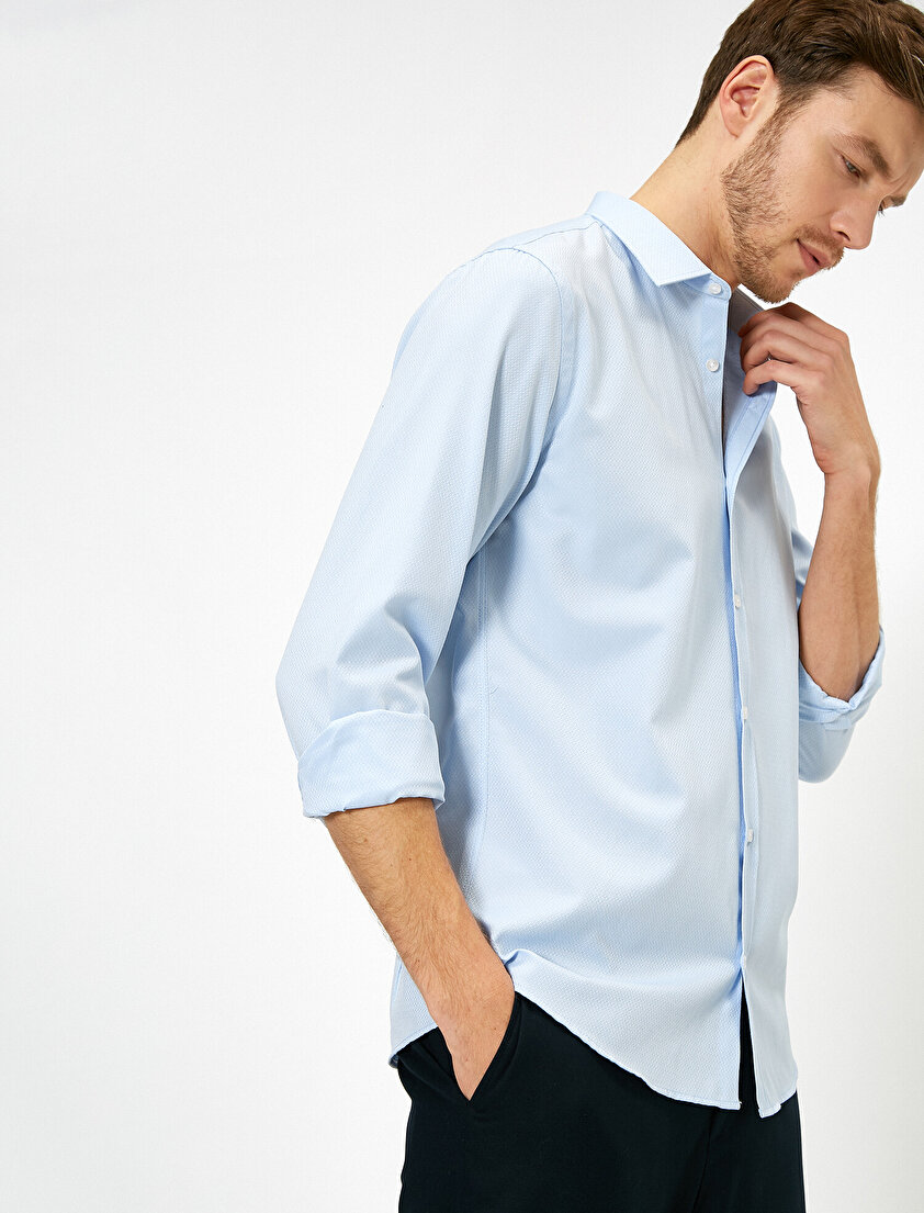 Koton Klasik Yaka Uzun Kollu Slim Fit Smart Gömlek. 1