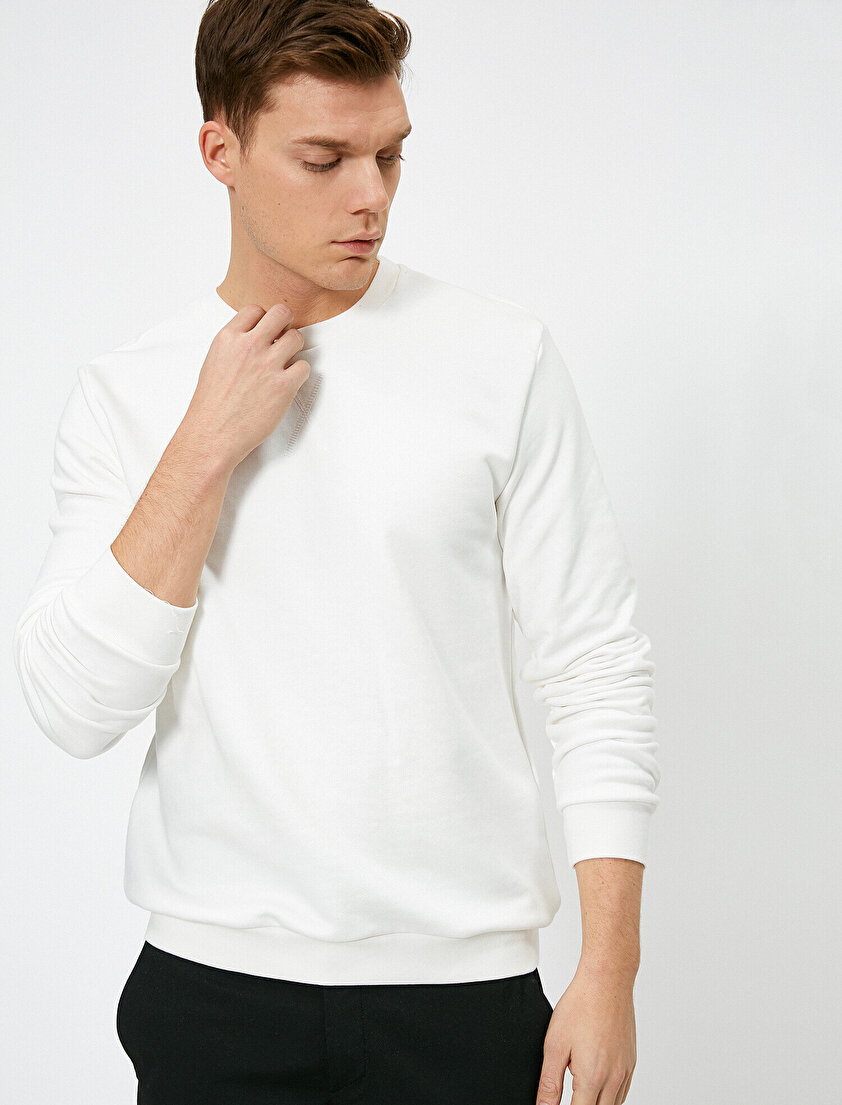 Bisiklet Yaka Basic Sweatshirt